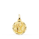 9K MEDALLA ORO AMARILLO TALLADA ANGEL " YO TE GUARDARE " 16 MM