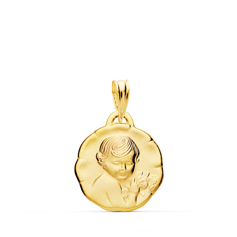 9K MEDALLA ORO AMARILLO ANGEL QUERUBIN 15 MM