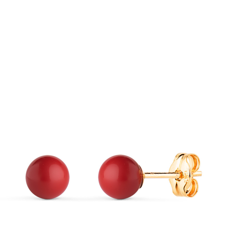 18K PENDIENTES ORO AMARILLO CORAL CON CASQUILLA. MEDIDA: 5 MM. CIERRE PRESION