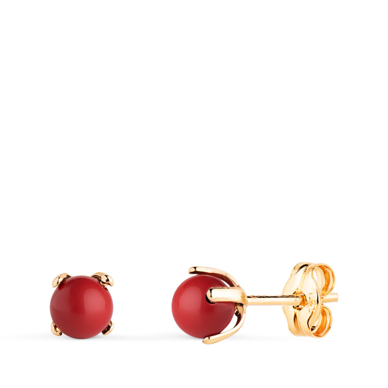 18K PENDIENTES ORO AMARILLO CORAL CON 4 GARRAS. MEDIDA: 4 MM. CIERRE PRESION