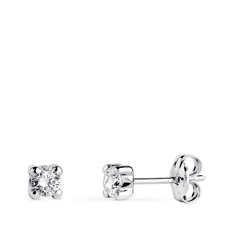 18K PENDIENTES ORO BLANCO CIRCONITA 3MM CON 4 GARRAS. ANCHO: 3,5 MM. CIERRE PRESION