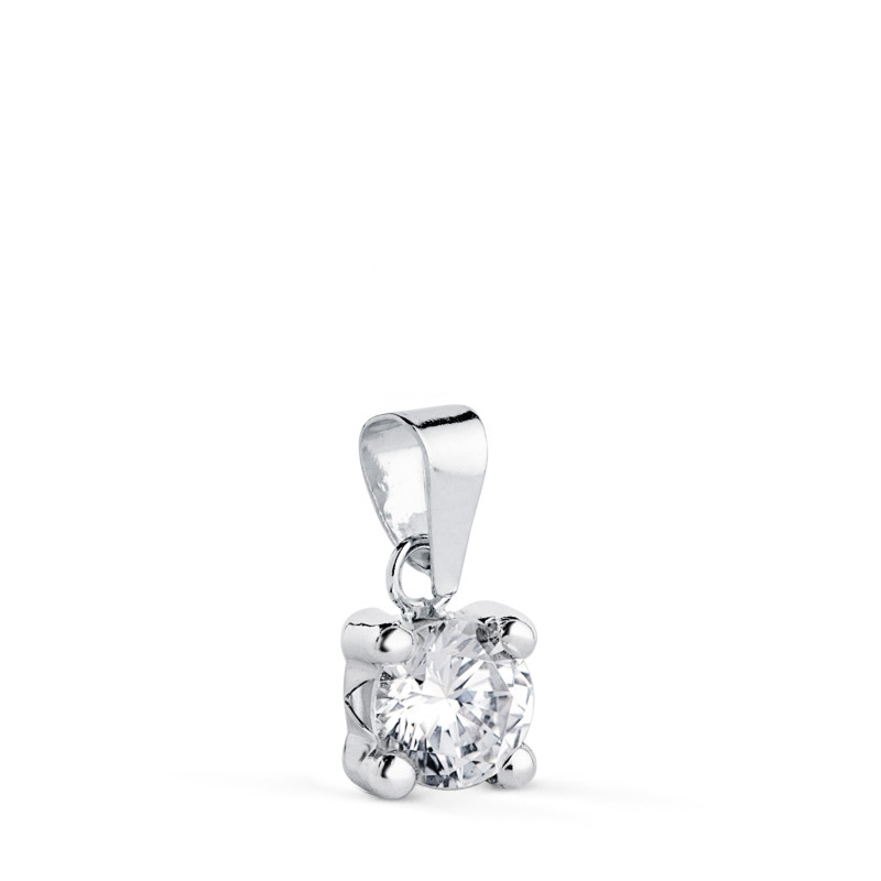 18K COLGANTE ORO BLANCO CON CIRCONITA 5MM CON 4 GARRAS. ANCHO: 5,5 MM.