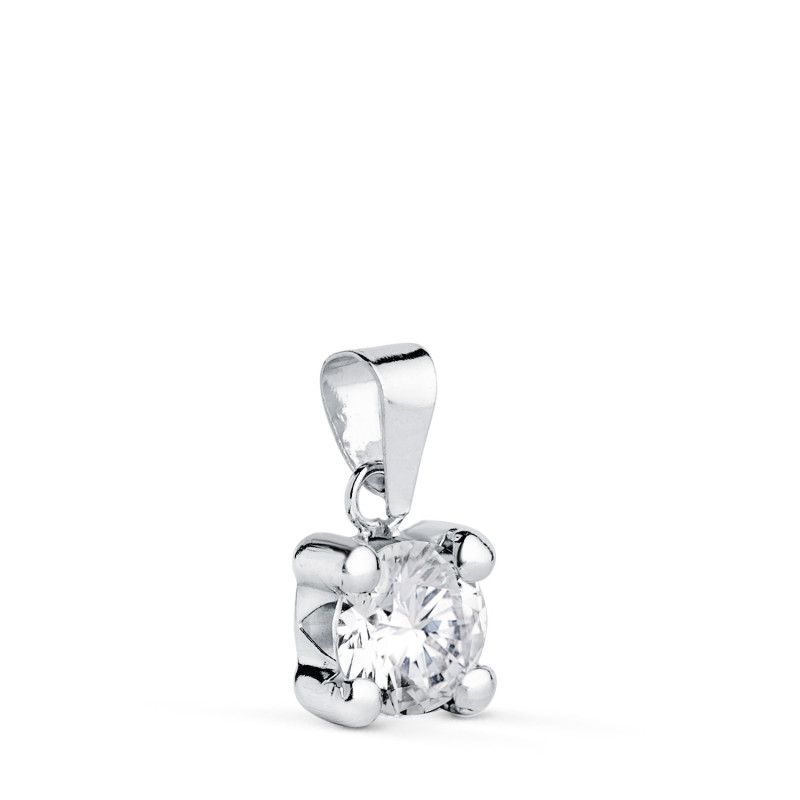 18K COLGANTE ORO BLANCO CON CIRCONITA 6MM CON 4 GARRAS. ANCHO: 6,5 MM.