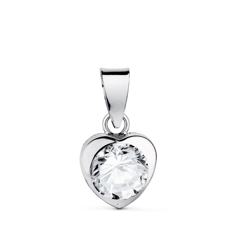 18K COLGANTE ORO BLANCO CHATON CORAZON CON CIRCONITA. MEDIDA: 7,5 X 7,5 MM