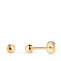18K PENDIENTES ORO AMARILLO BOLA LISA BRILLA HUECA. ANCHO: 3 MM. CIERRE TUERCA
