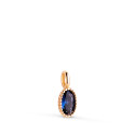 18K COLGANTE ORO AMARILLO OVAL PIEDRA AZUL BORDES BOLITAS. MEDIDA: 9 X 4MM