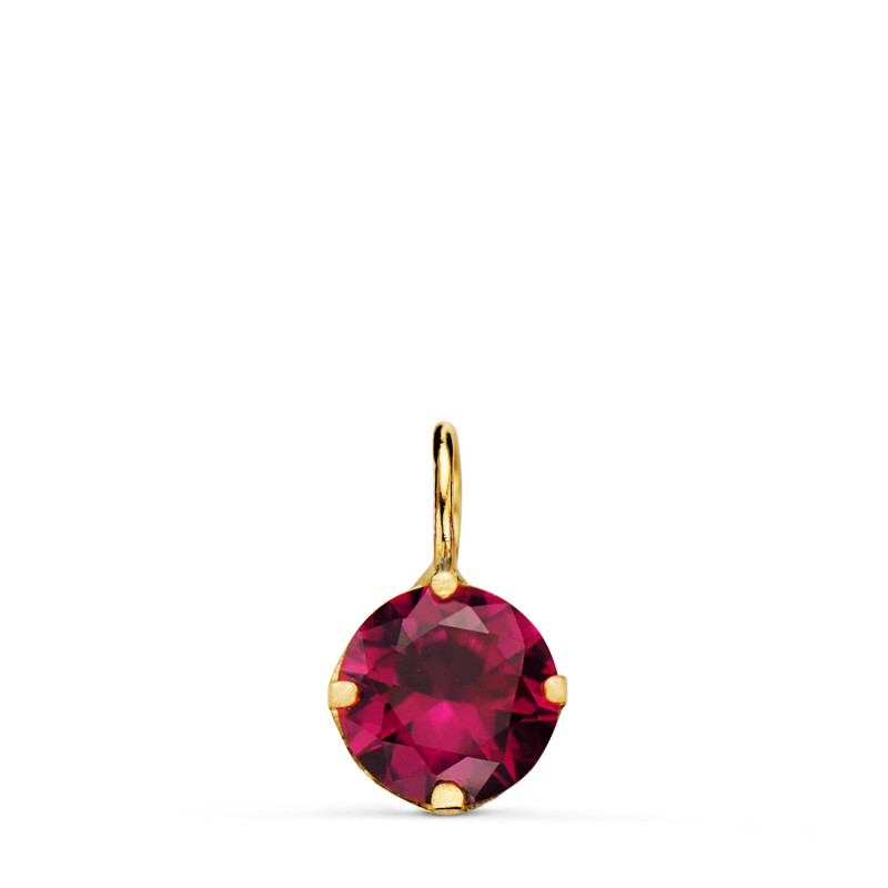 18K COLGANTE ORO AMARILLO REDONDO CON PIEDRA COLOR ROJA. MEDIDA: 6 MM.