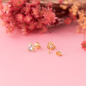18K PENDIENTES ORO AMARILLO CORAZON CIRCONITA Y AGUA MARINA 6,5 X 6,5 MM. CIERRE PRESION