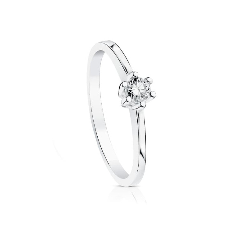 18K SOLITARIO DIAMANTE NATURAL TALLA BRILLANTE ORO BLANCO 0.150 QTS. SI-H
