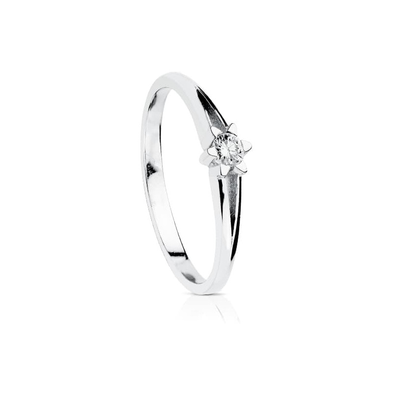 18K SOLITARIO DIAMANTE NATURAL  TALLA BRILLANTE ORO BLANCO 0.100 QTS. SI-H