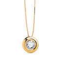 18K GARGANTILLA ORO AMARILLO CHATON 8MM DIAMANTE LABORATORIO 5 MM 0,325 QTS. G-VS2. CADENA 42CM