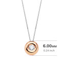 18K GARGANTILLA ORO ROSA CHATON 6MM DIAMANTE LABORATORIO 2,20MM 0,050 QTS. G-VS2 CADENA 42CM