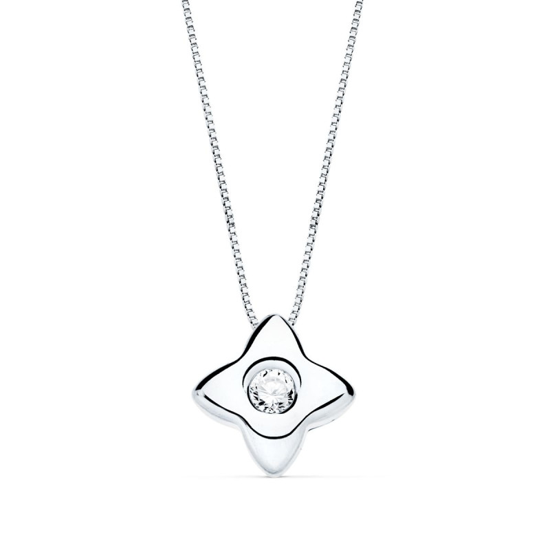 18K GARGANTILLA ORO BLANCO ESTRELLA 6MM CON DIAMANTE LABORATORIO 0,050 QTS. G-VS2. CADENA 42CM