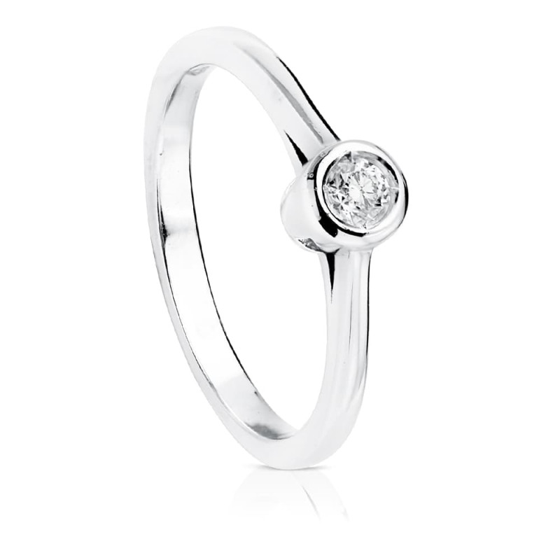 18K SOLITARIO DIAMANTE NATURAL TALLA BRILLANTE ORO BLANCO 0.100 QTS. SI-H
