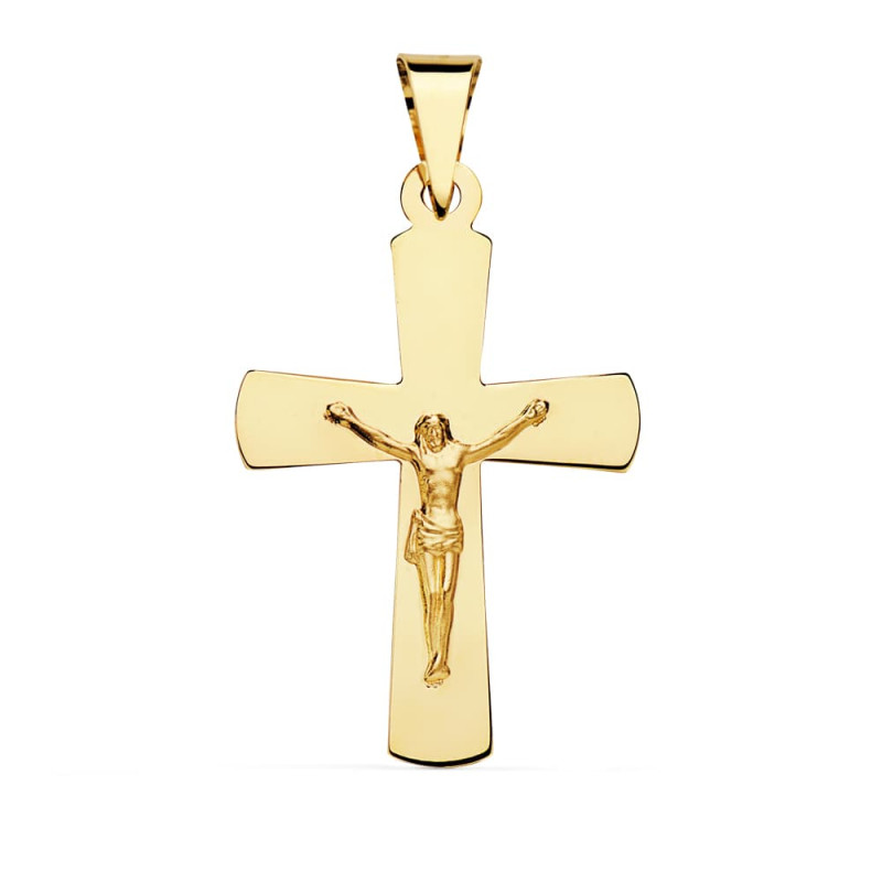 18K CRUZ CON CRISTO ORO AMARILLO 34 X 22 MM