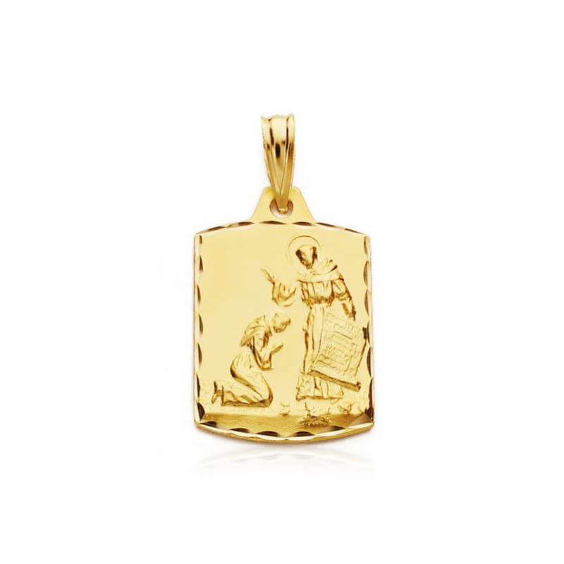 18K MEDALLA ORO AMARILLO BENDICION DE SAN FRANCISCO DE ASIS 20X14 MM