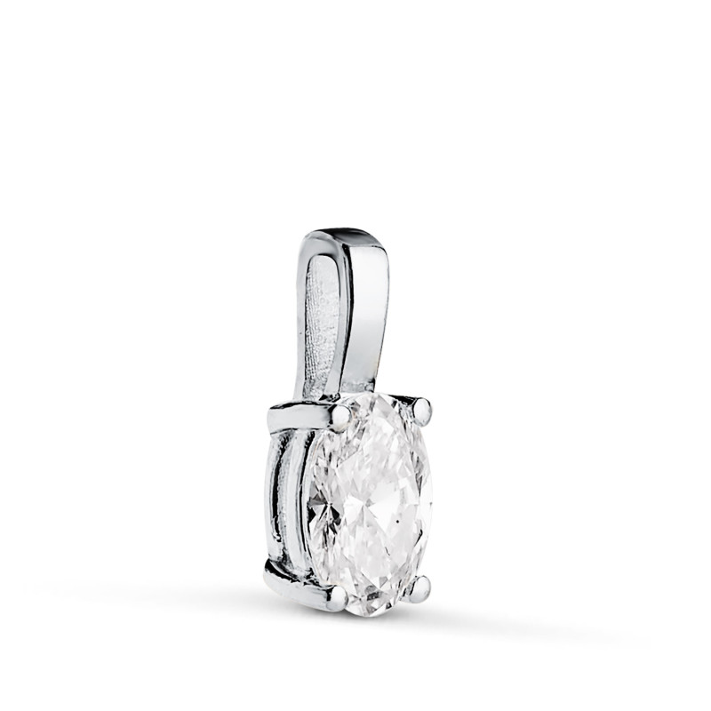 18K COLGANTE ORO BLANCO DIAMANTE LABORATORIO TALLA OVAL 6 X 4MM 0,426 QTES. G-VS1. MEDIDA: 10X4 MM