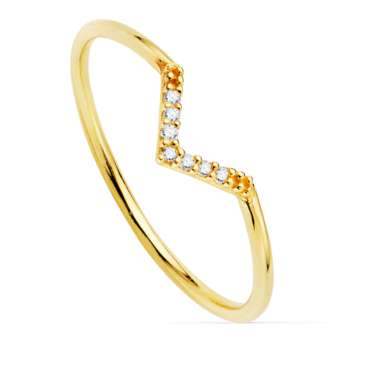 18K SORTIJA ORO AMARILLO 7 DIAMANTES DE LABORATORIO 0,035 QTS. G-VS2. CUERPO REDONDO 1 MM