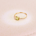 18K SORTIJA ORO AMARILLO 14 DIAMANTES DE LABORATORIO 0,070  QTS. G-VS2. OLIVINA 4X4 MM CUERPO 1 MM