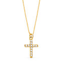 18K COLLAR ORO AMARILLO CRUZ 8,5X 6,5 MM 11 DIAMANTES LABORATORIO 0,050 QT.CADENA VENECIANA 45CM G-VS2
