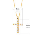 18K COLLAR ORO AMARILLO CRUZ 11X8 MM 11 DIAMANTES LABORATORIO 0,090 QT. CADENA VENECIANA 45CM G-VS2