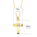 18K COLLAR ORO AMARILLO CRUZ 12X7 MM 1 DIAMANTE LABORATORIO 0,015 QT. CADENA VENECIANA 45CM G-VS2