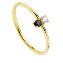 18K SORTIJA ORO AMARILLO DIAMANTE DE LABORATORIO  0,043 QTS. G-VS2. 1 ZAFIRO 2,30 MMCUERPO 1 MM