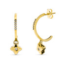 18K AROS ORO AMARILLO CON COLGANTE CHATON Y DIAMANTES LABORATORIO VS2-G 0,160 QTS. MEDIDA: 23X3 MM