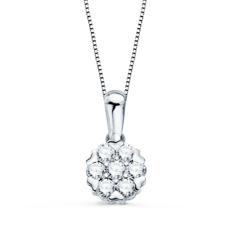 18K COLLAR ORO BLANCO 7 MM DIAMANTES LABORATORIO 0,300 QTS G-VS2 CADENA 42-3CM