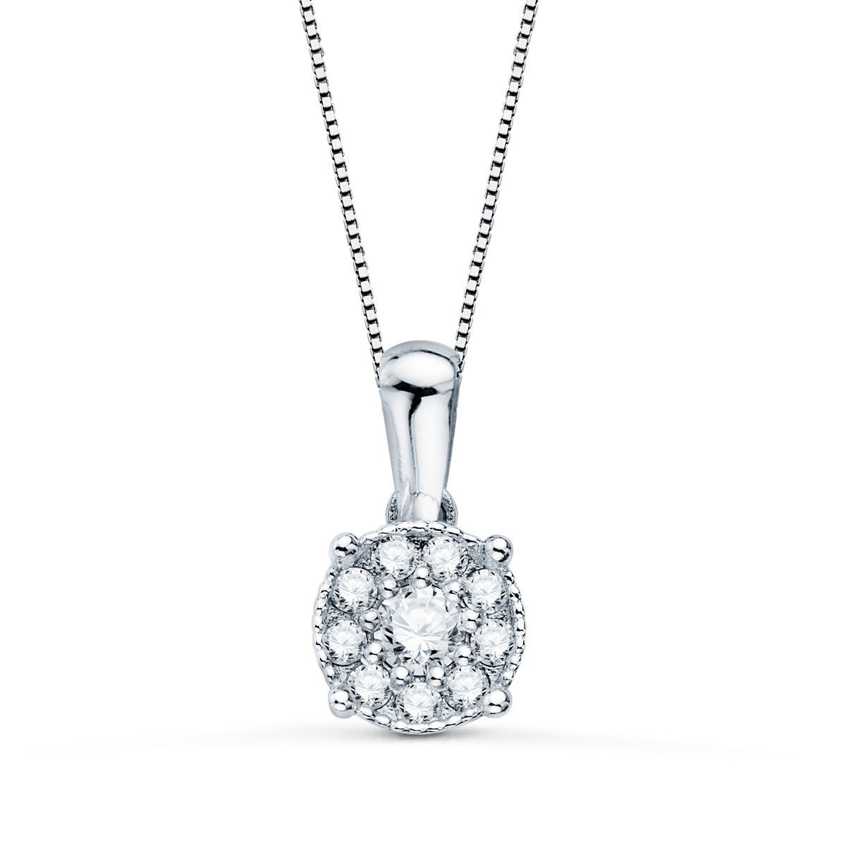 18K COLLAR ORO BLANCO DIAMANTES LABORATORIO 6.5 MM0,182 QTS CADENA 42-3 CM VS2-G