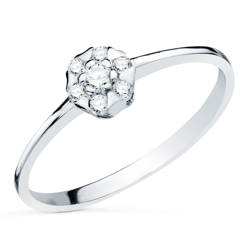 18K SORTIJA ORO BLANCO CON DIAMANTES LABORATORIO CUAJO 5X5 MM 0.127 QTS.VS2-G