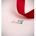 18K SORTIJA ORO BLANCO DIAMANTES DE LABORATORIO Y ESMERALDA RECRISTALIZADA 6X4 MM 0,40 QT 0,134QT. VS2 - E