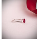 18K SORTIJA ORO BLANCO RUBI FINO 6X4 MM 0,55 QT Y DIAMANTES LABORATORIO 0,134QT. VS2 - E