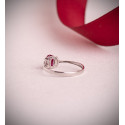 18K SORTIJA ORO BLANCO RUBI FINO 6X4 MM 0,55 QT Y DIAMANTES LABORATORIO 0,134QT. VS2 - E