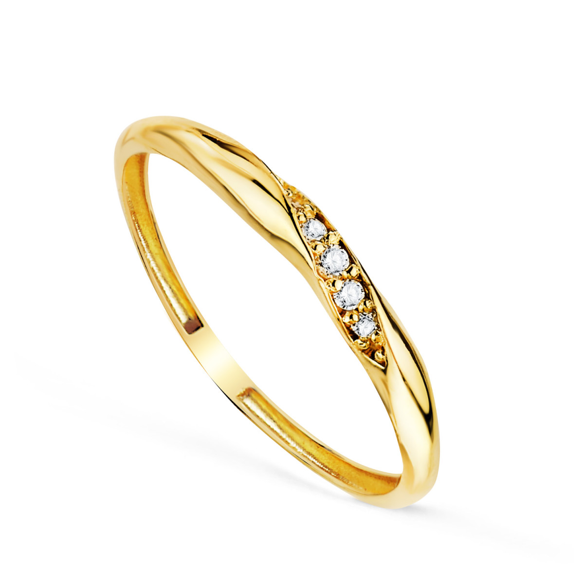 18K SORTIJA ORO AMARILLO RELIADA CON DIAMANTES 0,05QTES. E - VS2. ANCHO: 2,5 MM