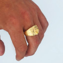 18K SELLO ORO AMARILLO CABEZA DE LEON. ANCHO 15 MM