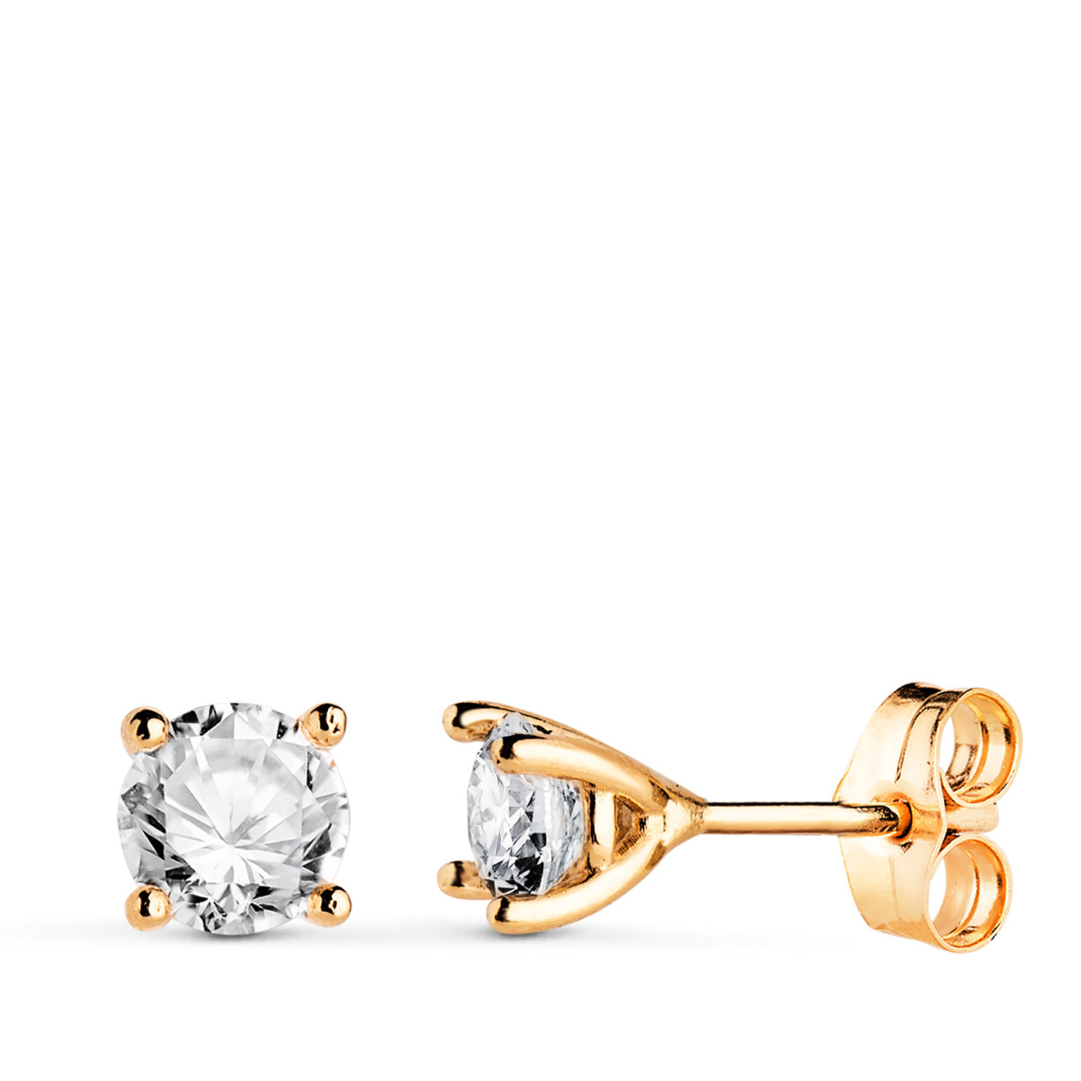18K PENDIENTES ORO AMARILLO DIAMANTES LABORATORIO TALLA BRILLANTE 5MM 1,00 QTS. VS1-G. 5X5 MM CIERRE PRESION