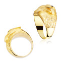 18K SELLO ORO AMARILLO MACIZO PUMA OJO ZAFIRO NATURAL. ANCHO 18 MM
