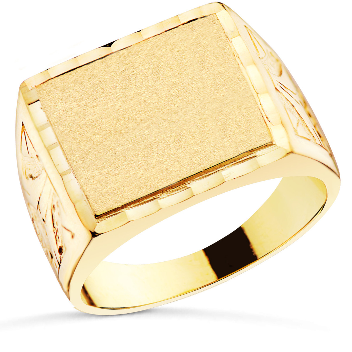 18K SELLO ORO AMARILLO CABALLERO MACIZO TALLADO. ZONA GRABADO 15X13 MM