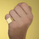 18K SELLO ORO AMARILLO CABALLERO MACIZO TALLADO. ZONA GRABADO 15X13 MM