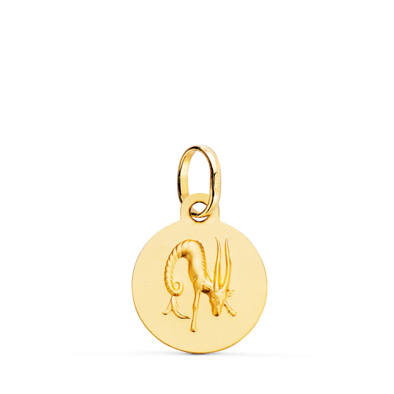 18K MEDALLA ORO AMARILLO HOROSCOPO ORO AMARILLO ORO AMARILLO CAPRICORNIO MATIZADA 13 MM