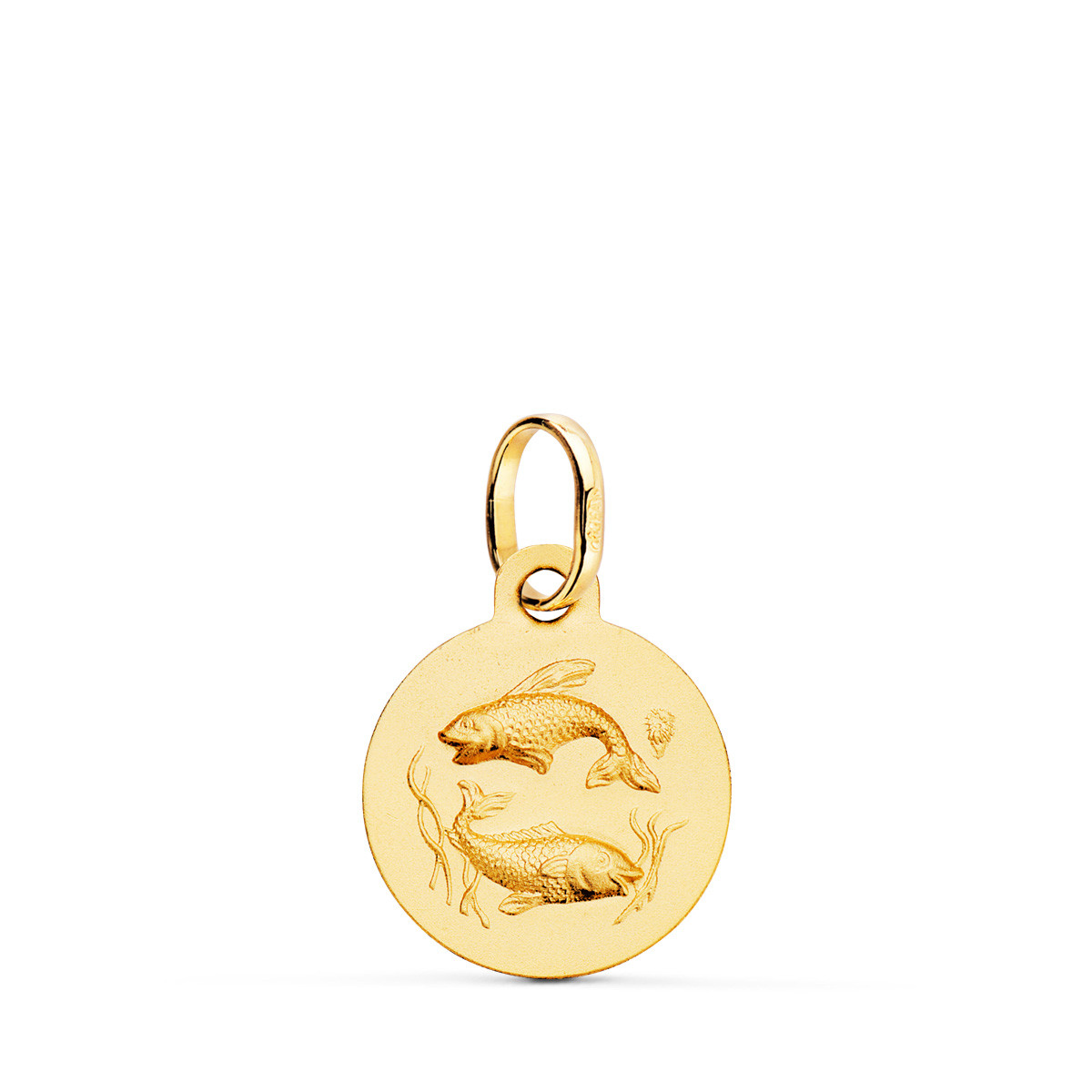 18K MEDALLA ORO AMARILLO HOROSCOPO ORO AMARILLO ORO AMARILLO PISCIS MATIZADA 13 MM