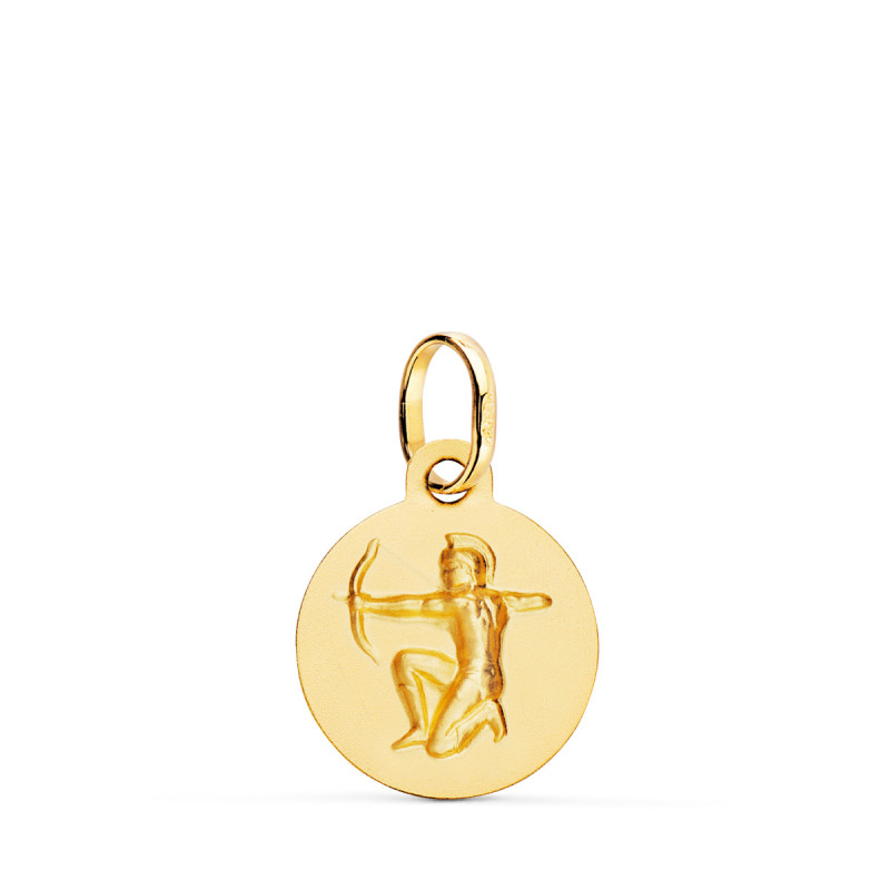 18K MEDALLA ORO AMARILLO HOROSCOPO ORO AMARILLO ORO AMARILLO SAGITARIO MATIZADA 13 MM