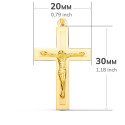 18K CRUZ ORO AMARILLO BRILLO Y MATE CON CRISTO 32X20 MM