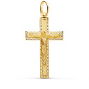 18K CRUZ ORO AMARILLO CON CRISTO TALLADA 35X20 MM