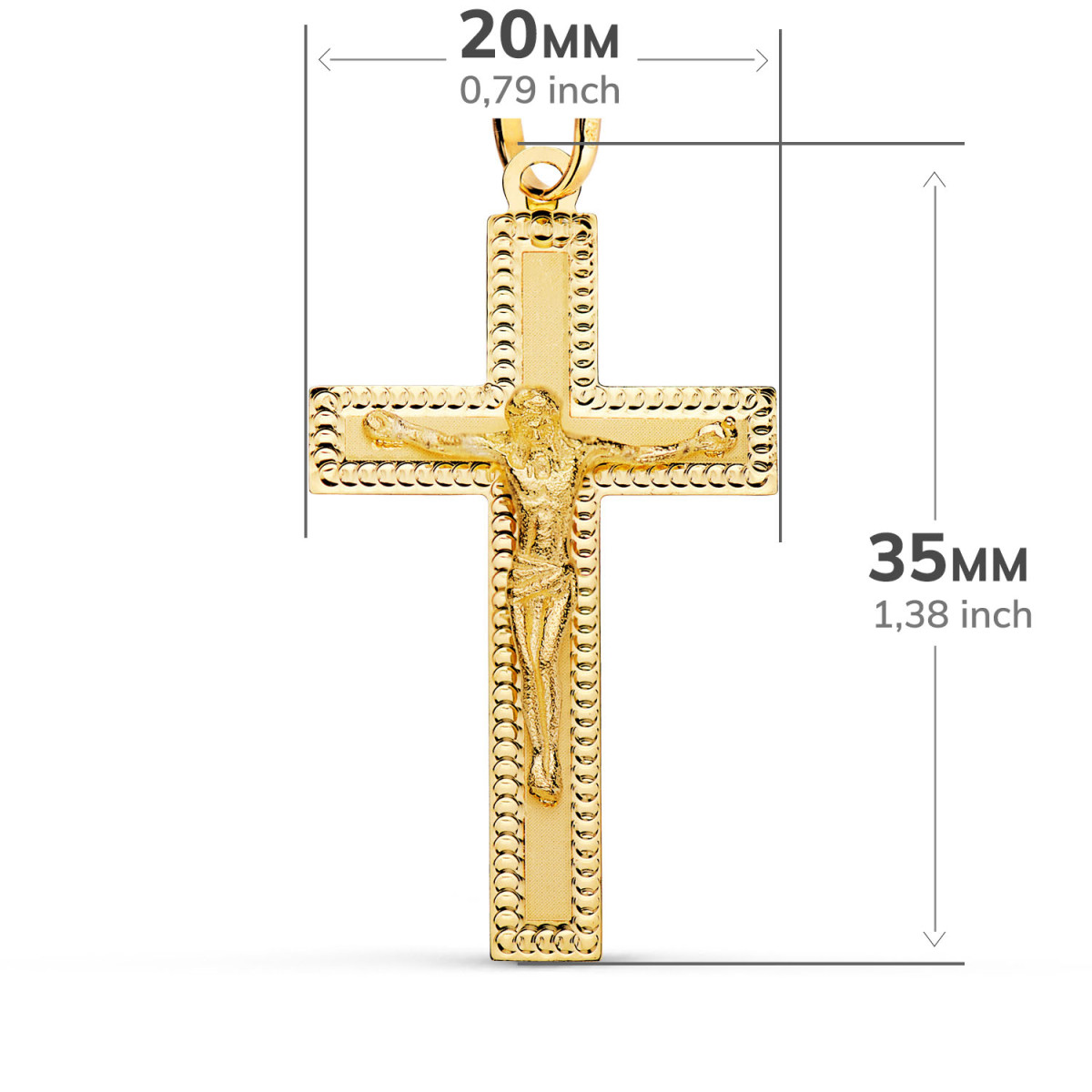 18K CRUZ ORO AMARILLO CON CRISTO TALLADA 35X20 MM