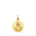 18K ESCAPULARIO ORO AMARILLO LISO VIRGEN DEL CARMEN CORAZON DE JESUS 14 MM