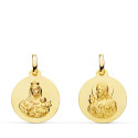 18K ESCAPULARIO ORO AMARILLO LISO VIRGEN DEL CARMEN CORAZON DE JESUS 16 MM