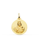 18K ESCAPULARIO ORO AMARILLO LISO VIRGEN DEL CARMEN CORAZON DE JESUS 18 MM
