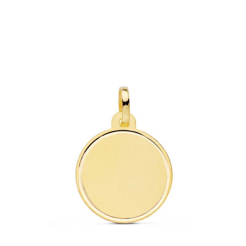 18K PLACA CHAPA DISCO ORO AMARILLO MATE BISEL 16 MM
